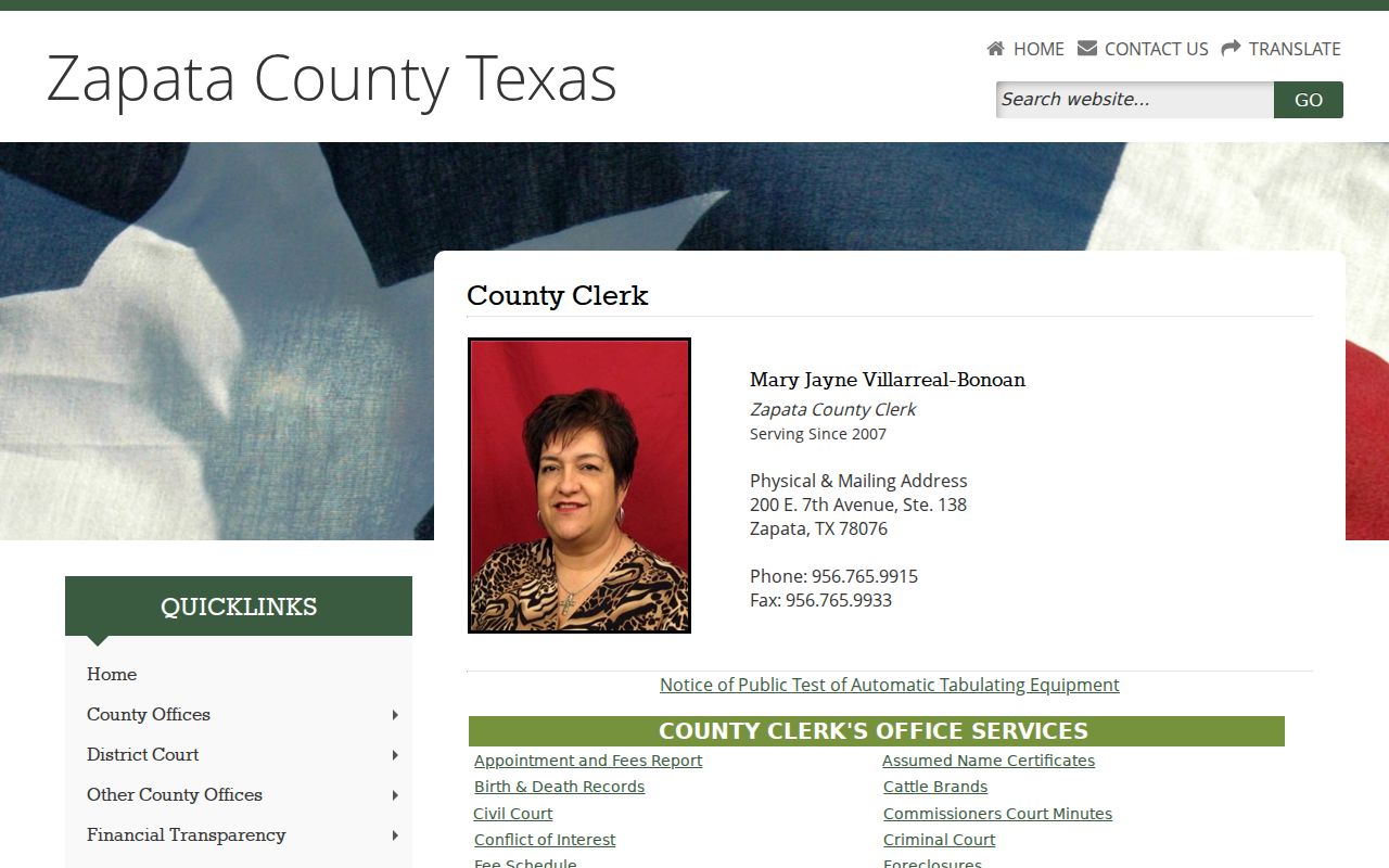 Zapata County active warrant records: County Clerk criminal court and case-search links