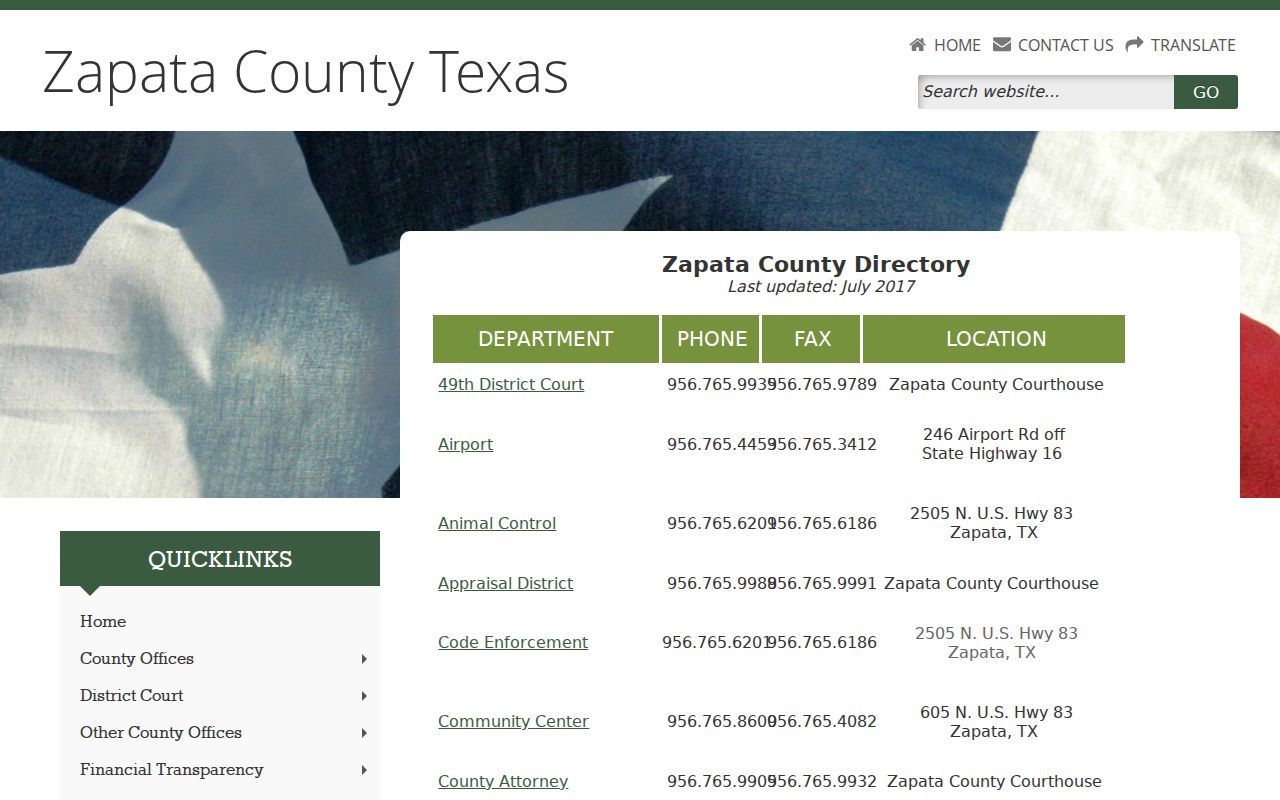 Zapata County warrant records: directory of clerks, JP offices, and constables