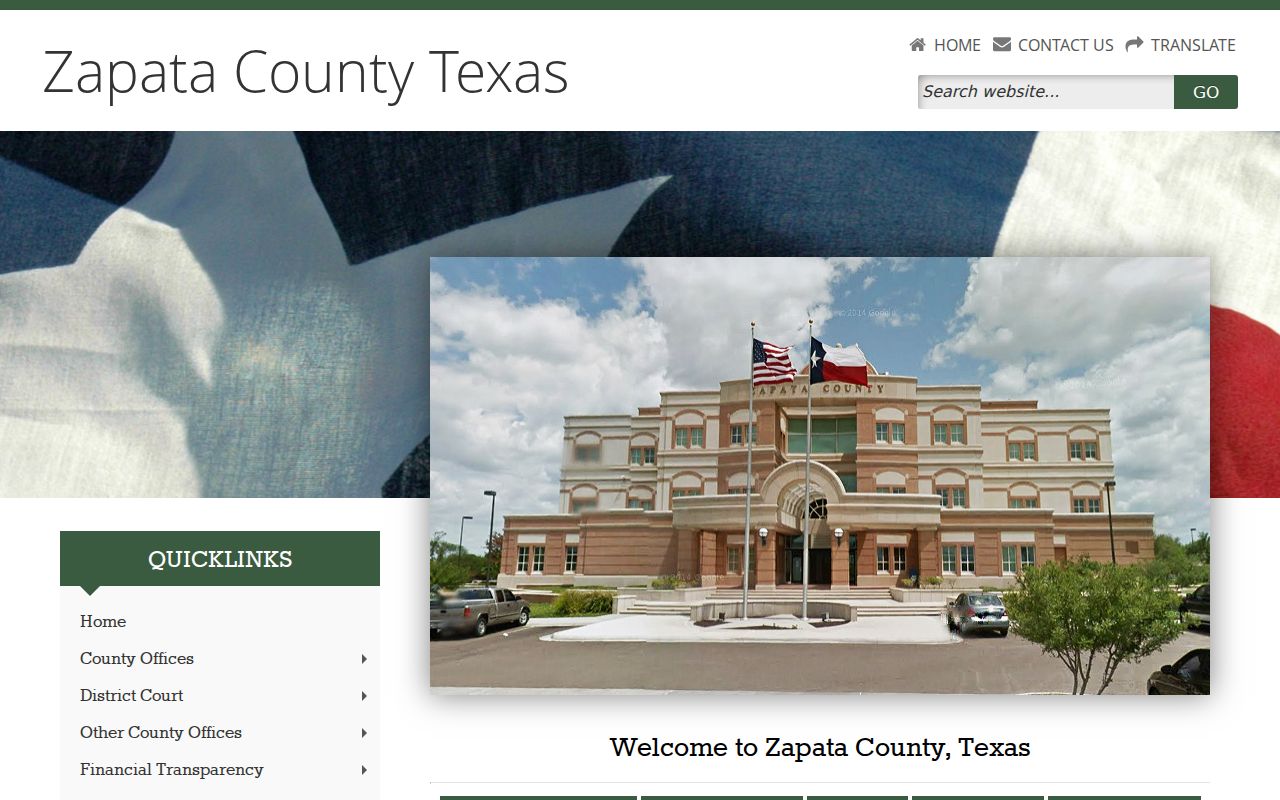 Zapata County warrant records: official county homepage and courthouse navigation